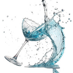 Water splash from wine glass isolated on transparent background