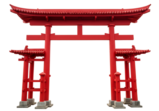 Red wooden torii gate asian architecture structure design element