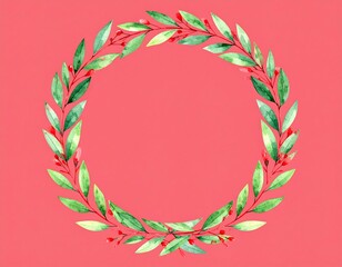 Watercolor floral wreath on pink