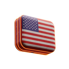 3D Render American Flag Icon Isolated on Transparent Background