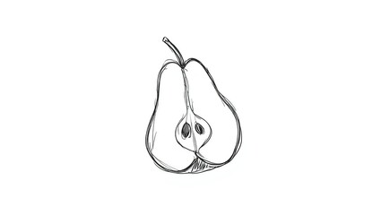 Pencil sketch of a pear slice, simple lines.