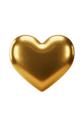 3D Render Golden Heart on Transparent Background Isolated Illustration