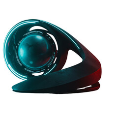 3D Render Futuristic Abstract Teal Sphere Glowing Geometric Digital Neon Design