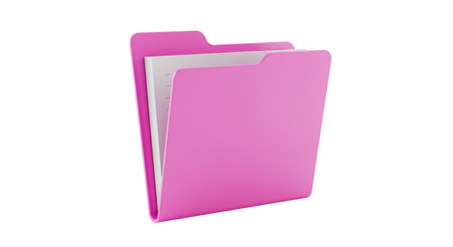 Pink file folder with documents 3 d render isolated transparent background - Powered by Adobe