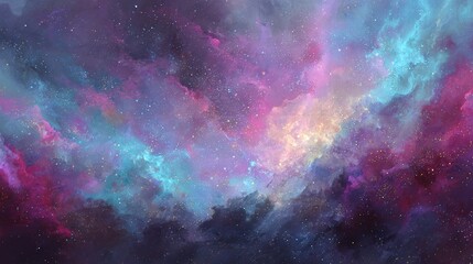 Vibrant colorful galaxy nebula with stars in deep space showing cosmic dust and celestial phenomena in a stunning astronomical scene