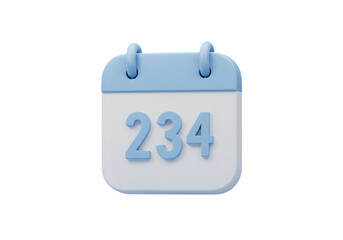 3D Render Isolated Blue Calendar With White Background Transparent Illustration