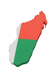 3D Render Illustration of the Madagascar Map and Flag with Red Green and White Colors on Isolated Background