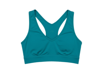 Teal racerback sports bra athletic apparel fitness clothing workout gear yoga top v neck transparent background