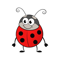 a cartoon ladybug with a red shell and black spots vector art