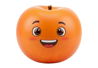 Happy fruit character design cartoon orange with smiling face transparent background