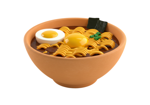 Cartoon ramen noodles bowl with egg and seaweed - Powered by Adobe