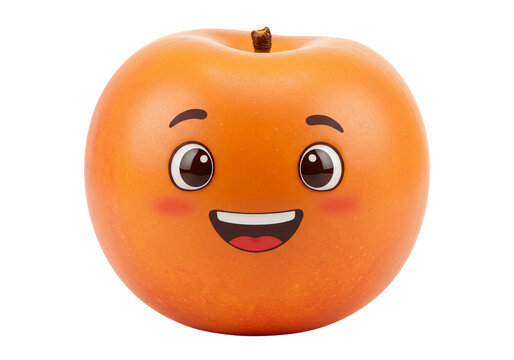 Happy fruit character design cartoon orange with smiling face transparent background