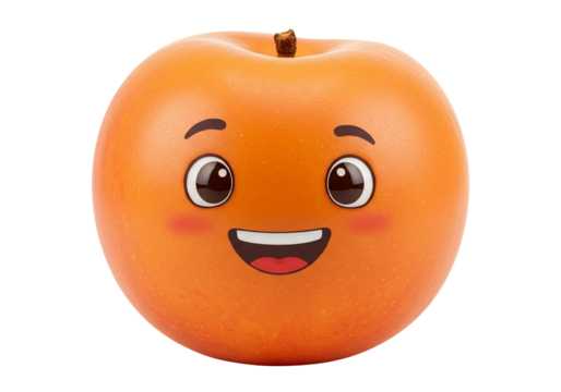 Happy fruit character design cartoon orange with smiling face transparent background