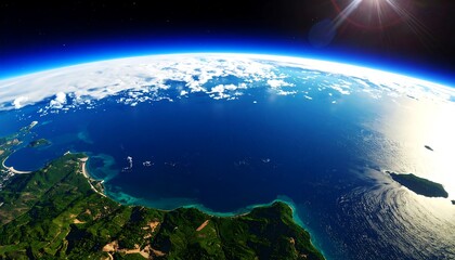 Earth's surface with ocean and land formations