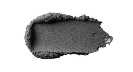Deep charcoal grey concrete smear, rough granular texture, matte finish, centered on a transparent background with ample copy space, professional studio lighting, concept of industrial material study