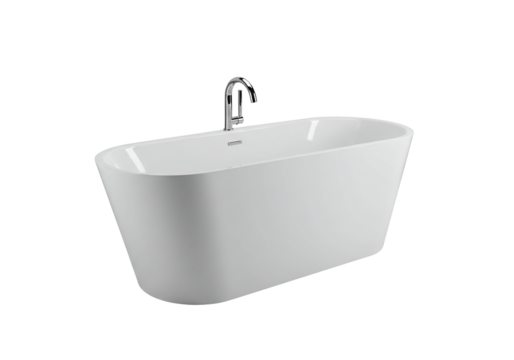 White bathtub with chrome faucet modern bathroom fixture sanitaryware plumbing interior design home improvement