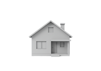 Simple white house model with transparent background