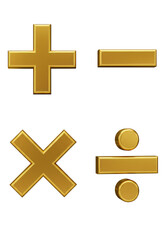 Obraz premium 3D Render Of Golden Mathematical Symbols Isolated On Transparent Background