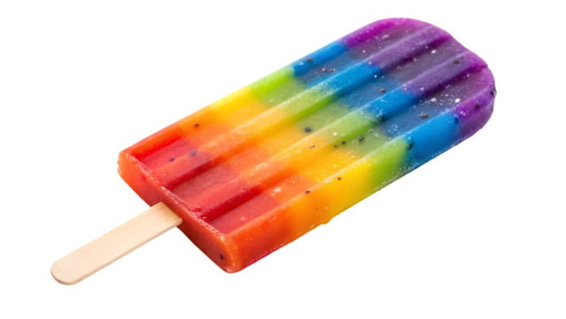 Colorful rainbow popsicle isolated on white background