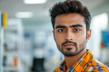 Obraz premium Close-up photo of a young businessman sitting at an office desk, wearing a suit, instilling medicine into his eye to treat inflammation or pain, reflecting a dedication to health, Generative AI