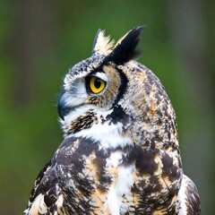 Obraz premium Close-up of an owl's head and shoulders