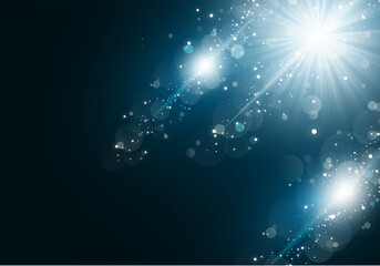 青色の光のフレアとパーティクル