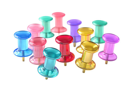 Assorted colorful pushpins clustered together - Powered by Adobe