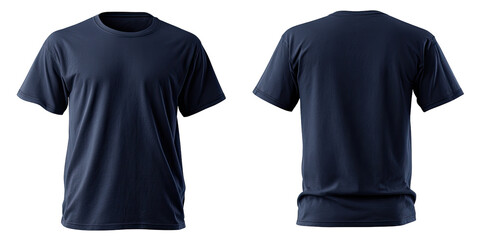 Dark navy blue t-shirt front and back views