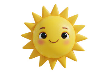 3D Render Smiling Sun Cartoon Character With Yellow Color Isolated