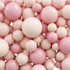 3D Rendered Abstract Pink and Cream Spheres on Transparent Background