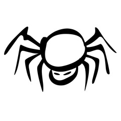 Simple Hand Drawn Creepy Halloween Spider Doodle Isolated Icon