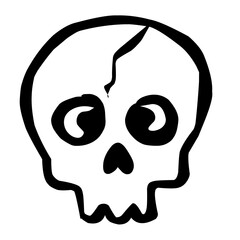Handdrawn Cracked Skull Illustration Scary Halloween Decoration Graphic Element