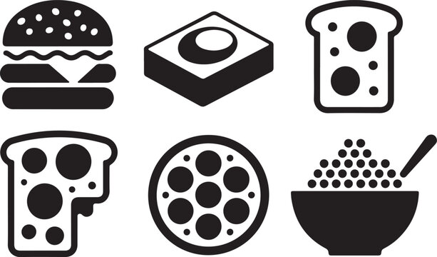 Food Icons Vector Illustration for Culinary Delights and Gastronomic Adventures