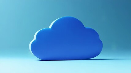 Blue cloud computing symbol floating on light blue background - Powered by Adobe