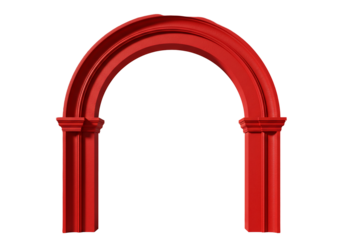 Red archway entrance isolated on transparent background