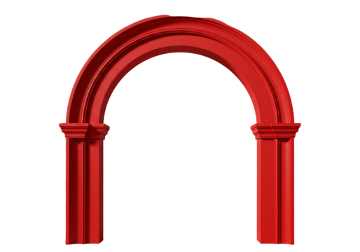Red archway entrance isolated on transparent background