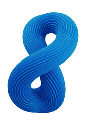 3D Rendered Blue Infinity Shape Isolated on Transparent Background