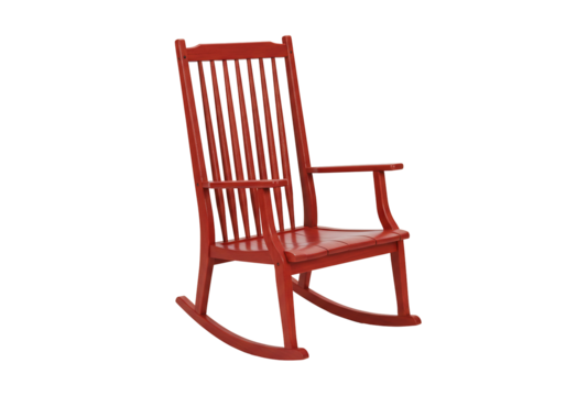 Red wooden rocking chair classic design isolated on transparent background - Powered by Adobe