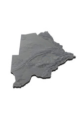 3D Rendered Botswana Map Isolated on Black Background Perspective View