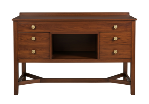 Wooden desk with drawers and shelf mid century modern style furniture home office storage