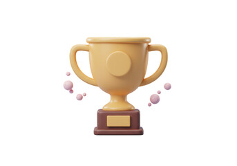 3D Rendered Gold Trophy With Transparent Isolated Background Illustration