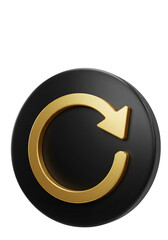 3D Rendered Golden Arrow Rotation Circle Icon on Black Background
