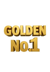 3D Rendered Golden Number 1 Text on Isolated Transparent Background