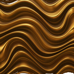 3D Rendered Golden Metallic Waves Abstract Background Illustration