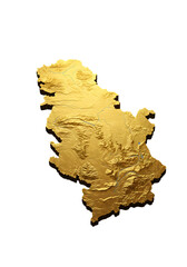 3D Rendered Golden Serbia Map Isolated On Black Background Illustration