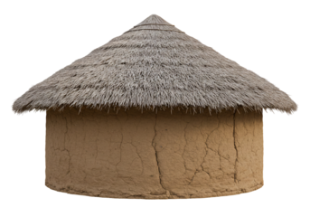 Round hut thatched roof clay house building architecture design element