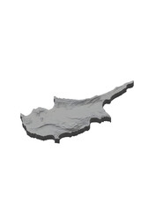 3D Rendered Gray Map Of Cyprus Isolated On A Transparent Background