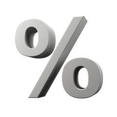 3D Rendered Gray Percentage Symbol Illustration On Transparent Background
