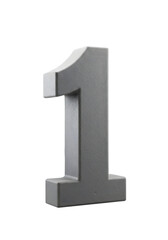 3D Rendered Gray Metallic Textured Number One Isolated On Black Background