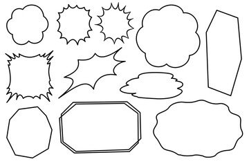 モノクロの色々な吹き出しセット しっぽ無し 漫画 コミック 素材